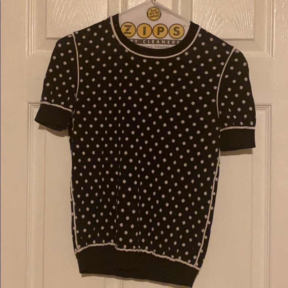 Polka dot navy blue top size small